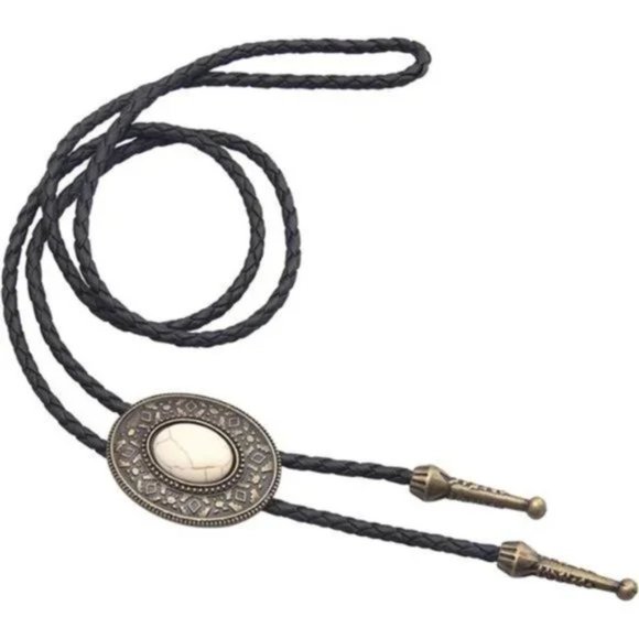 NEW NATIVE American Bolo Tie Rodeo Cowboy Leather - Picture 7 of 8